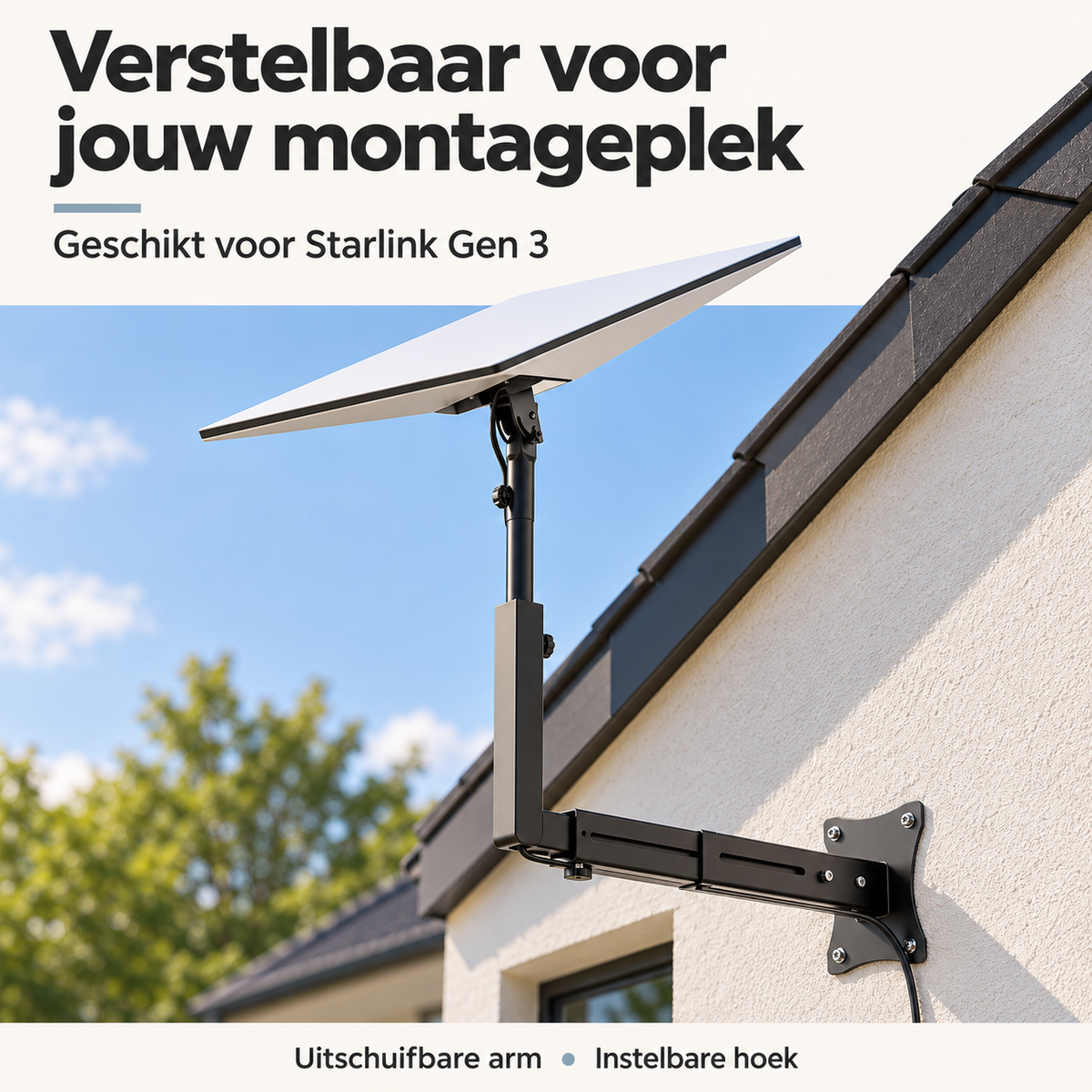 Toepassing aan de gevel - wandhouder geschikt voor Starlink Gen 3